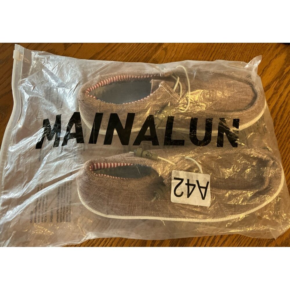 MAINALUN Mens Brown Knit Slip On Loafer Sz 9 Stars/stripes Lining New RUN SMALL